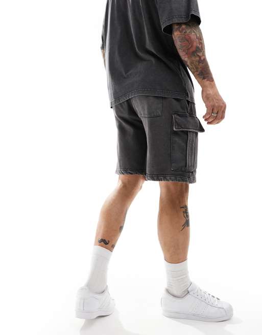 ONLY & SONS – Cargo-Shorts aus Sweatstoff in verwaschenem Grau, Kombiteil, 5 von 5