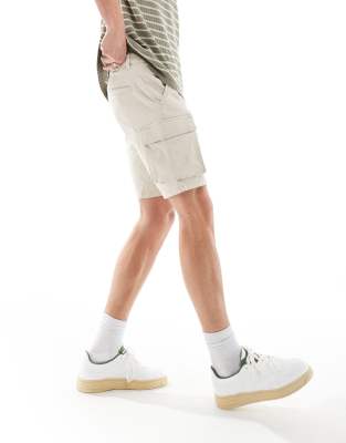 Only & Sons Slim Fit Cargo Shorts In Beige-neutral