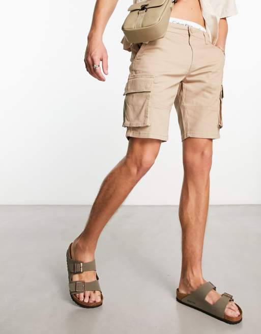 Only & Sons Plus slim fit cargo shorts in beige