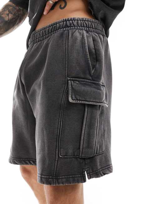 ONLY & SONS cargo sweat short co-ord in washed grey | ASOS