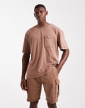 [ONLY & SONS] ONLY & SONS cargo sweat short in brown (part of a set) 2XL Downtown brown