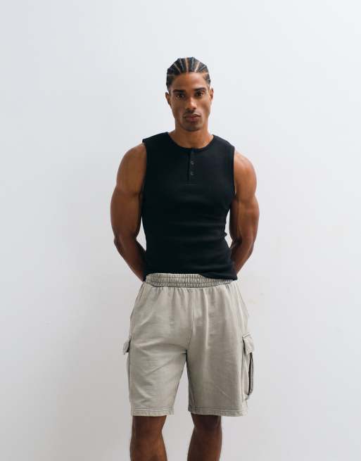 ONLY & SONS cargo sweat short in light washed grey, 3 of 5