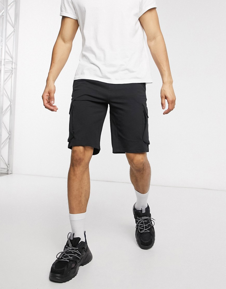 Only & Sons cargo sweat shorts in black