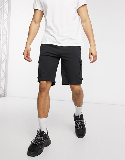 Only & Sons cargo sweat shorts in black