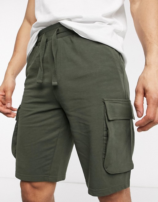 Only & Sons cargo sweat shorts in green