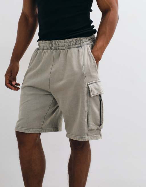 ONLY & SONS cargo sweat shorts in light washed gray, 4 of 5