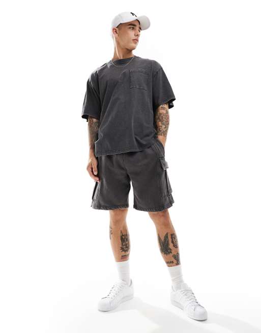 ONLY & SONS - Cargo-sweatshort in grijs met wassing, deel van co-ord set, 3 van 5