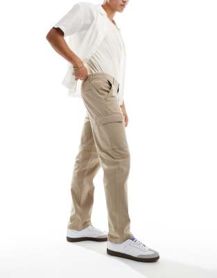 Sons - Cargohose in Beige mit geradem Schnitt-Braun Braun W28 L30