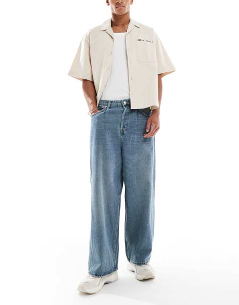 ONLY & SONS – Carl – Jeans in blauer Vintage-Waschung mit Ballonbeinschnitt - view 1