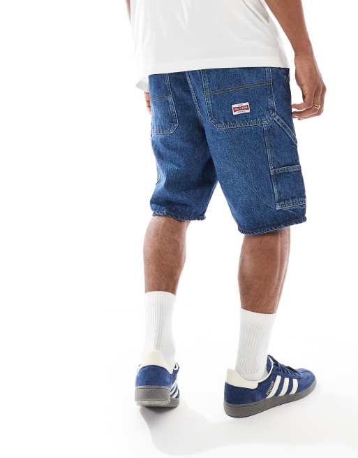ONLY & SONS carpenter denim shorts in mid blue denim, 2 of 5