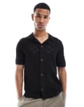 [ONLY & SONS] ONLY & SONS check crochet shirt in black S BLACK