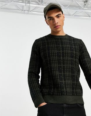 Only & Sons check jumper in green