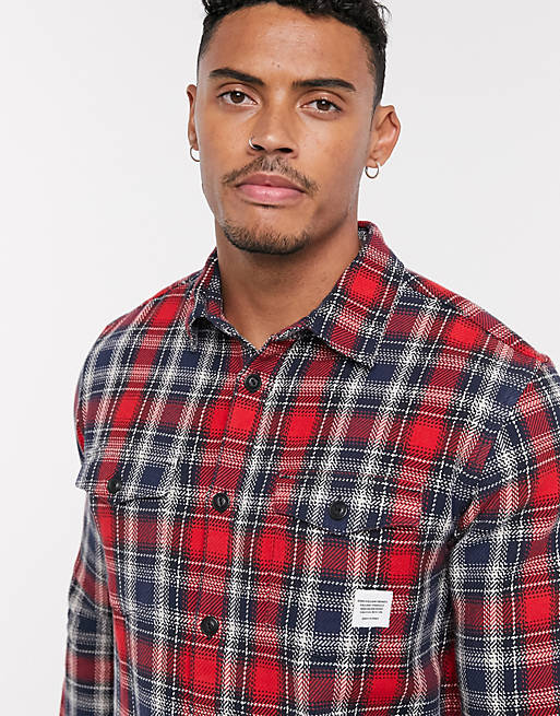 Only & Sons check overshirt in red | ASOS