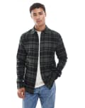 [ONLY & SONS] ONLY & SONS check shirt in dark khaki and black-Green M Forest Night
