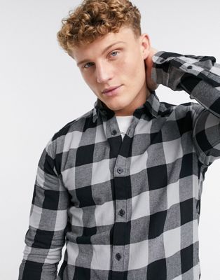 Only & Sons check shirt in grey brushed cotton (20607403)