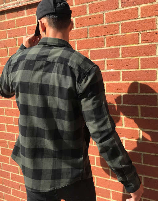 Only & Sons check shirt in khaki brushed cotton, 2 of 4