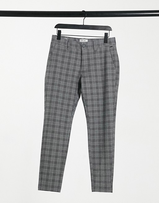 Only & Sons check tapered trouser in grey