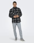 [ONLY & SONS] ONLY & SONS checked overshirt in grey XS Griffin