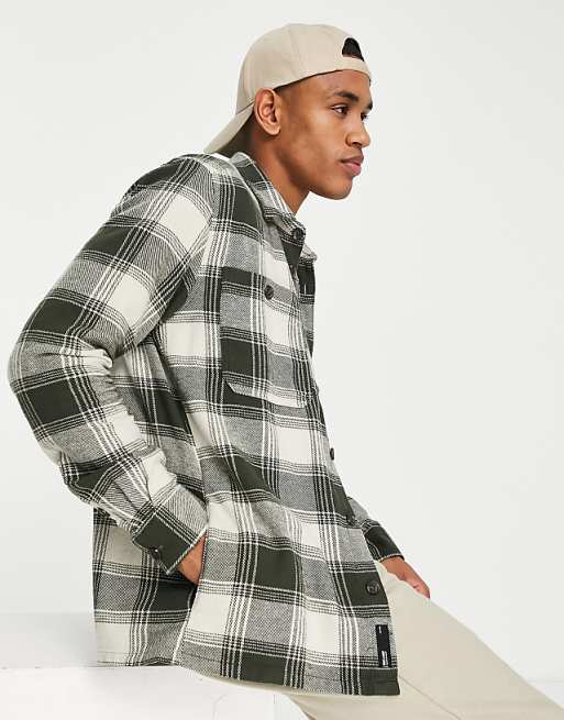 Only & Sons linen mix overshirt with chest pockets in beige
