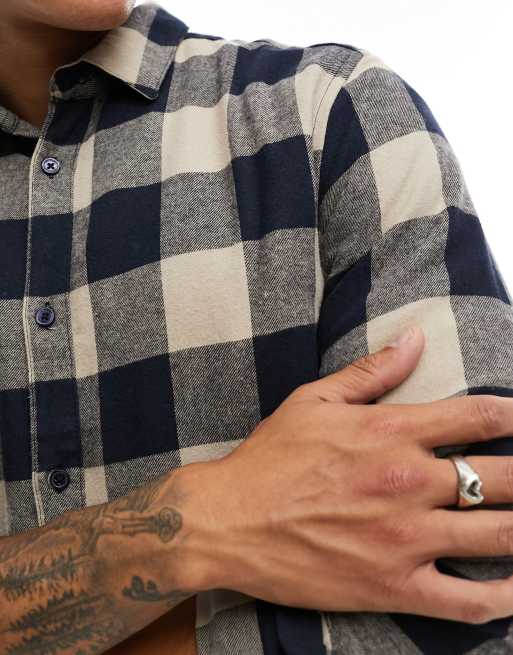 Only & Sons - Chemise à carreaux buffalo - Bleu marine et beige, 4 de 4