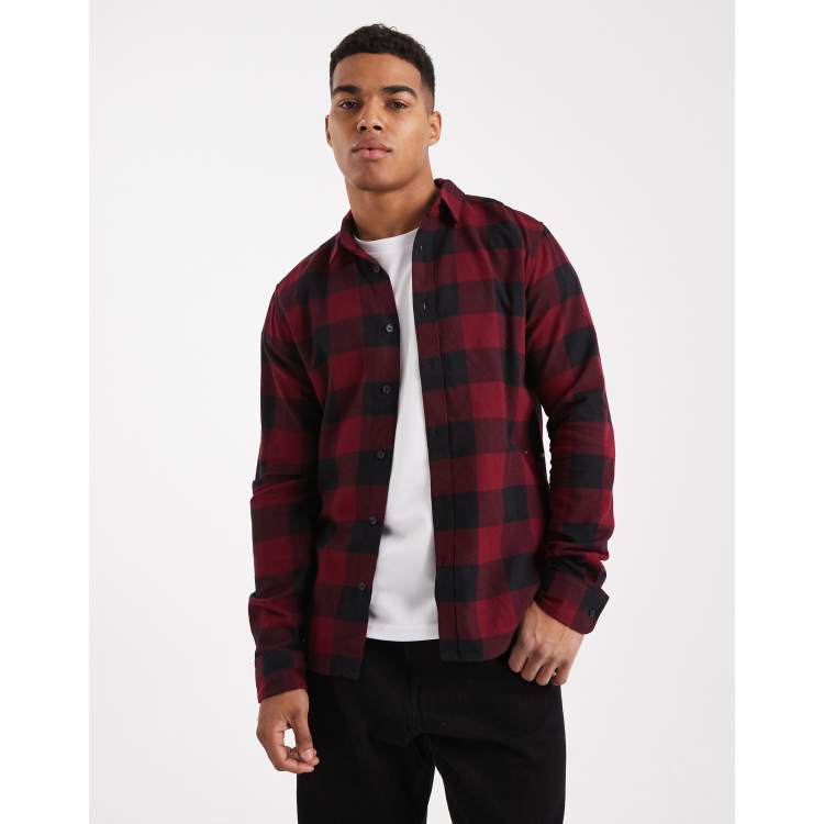 Chemise Homme Sonoma Buffalo à Carreaux Rouge/noir - Flanelle Taille S - Décontractée