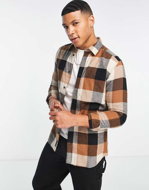 Chemise a carreaux cheap marron