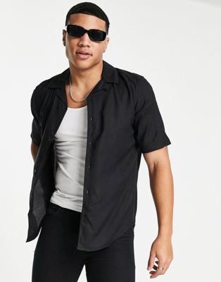 Chemises Only & Sons - Chemise à manches courtes avec col à revers - Noir