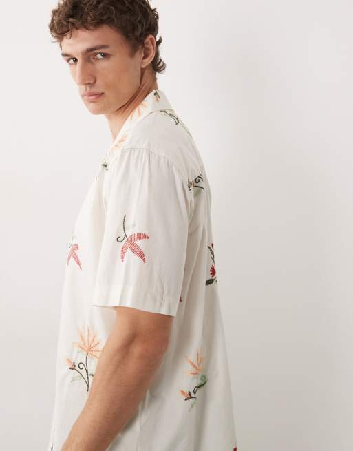 Only & Sons - Chemise à manches courtes avec fleurs brodées - Blanc, 4 de 9