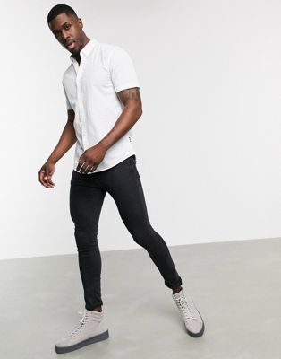Homme Only & Sons - Chemise à manches courtes en coton stretch - Blanc