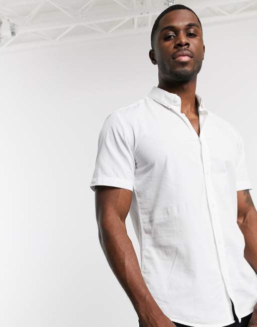 Only & Sons - Chemise à manches courtes en coton stretch - Blanc, 4 de 4