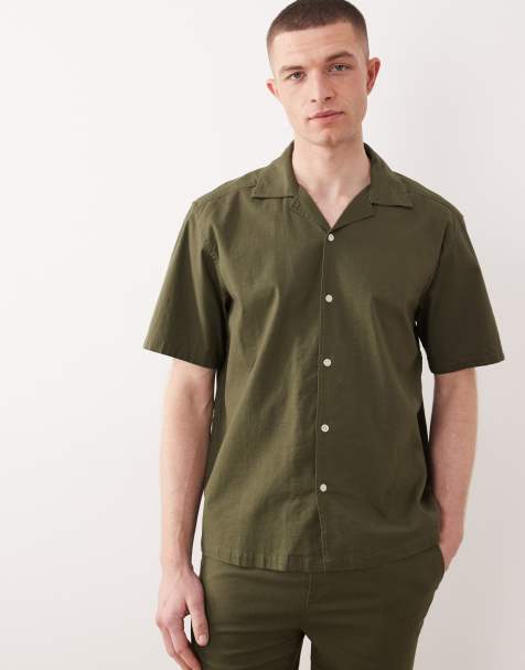 Only & Sons - Chemise d'ensemble riche en coton avec col à revers - Vert olive - view 1