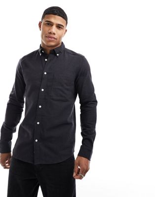 Only & Sons flannel shirt in black  - ASOS Price Checker