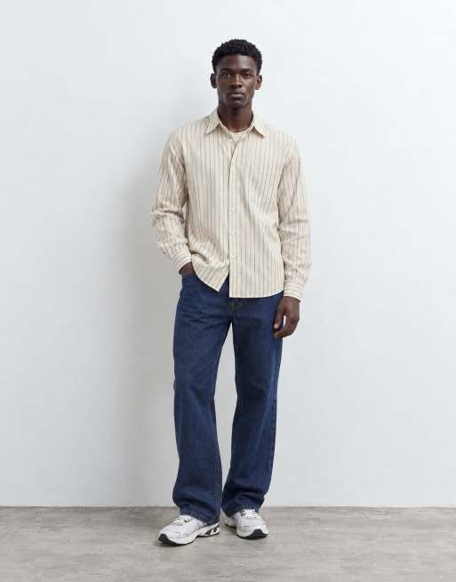 ONLY & SONS chemise en popeline de coton à rayures crème, 10 de 10