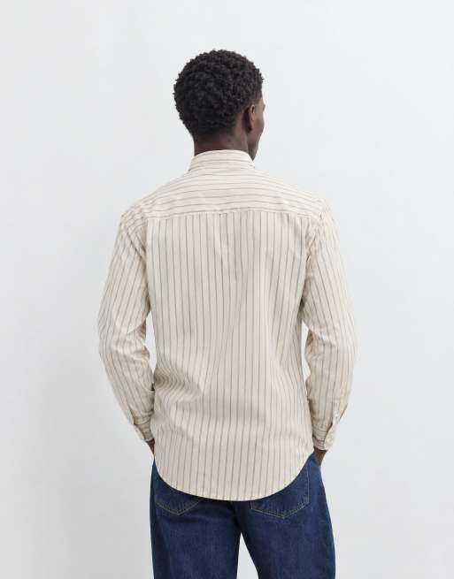 ONLY & SONS chemise en popeline de coton à rayures crème, 8 de 10