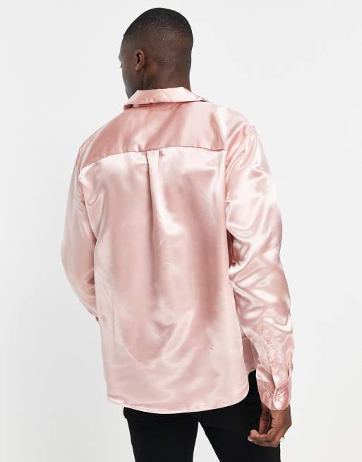 Only Sons Chemise oversize en satin avec col à revers Rose