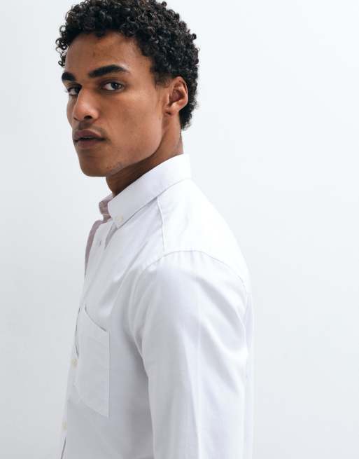 Only & Sons - Chemise Oxford ajustée boutonnée - Blanc, 4 de 5