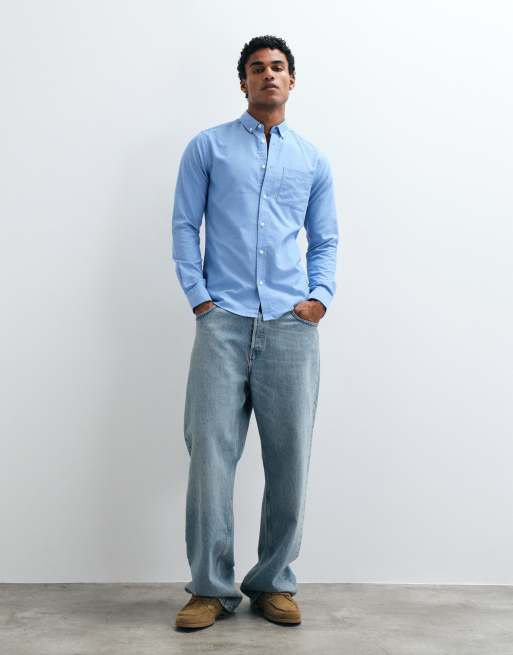 Only & Sons - Chemise Oxford ajustée boutonnée - Bleu clair, 3 de 5