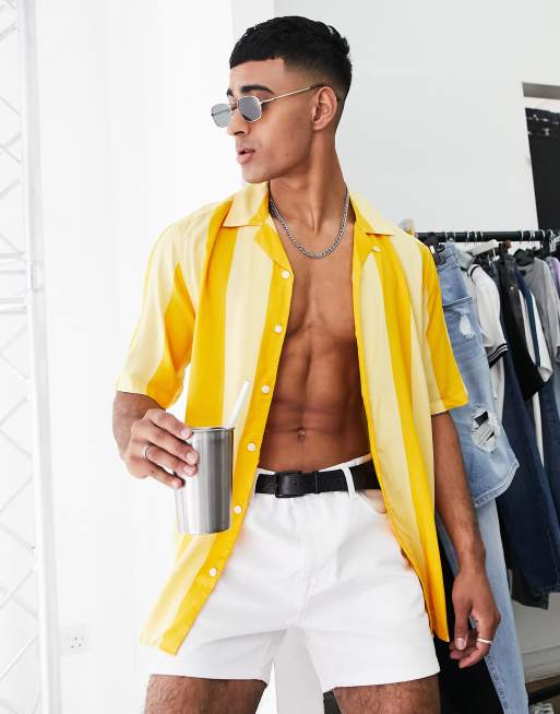 Only & Sons - Chemise rayée à revers - Jaune 