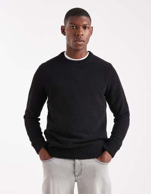 Only & Sons Chenille Crew Neck Sweater In Black