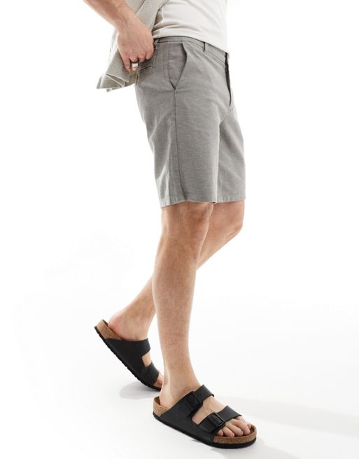 ONLY & SONS – Chino-Shorts aus Leinenmix in Anthrazit