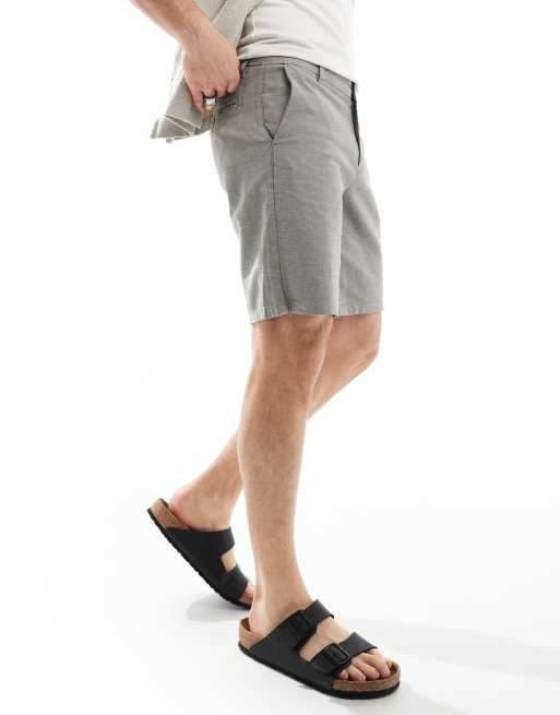 ONLY & SONS – Chino-Shorts aus Leinenmix in Anthrazit