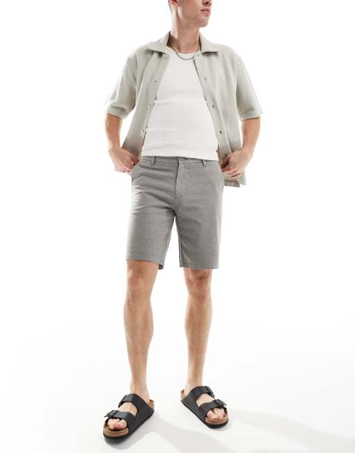 ONLY & SONS – Chino-Shorts aus Leinenmix in Anthrazit, 4 von 5