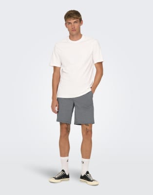 ONLY & SONS Chino shorts in medium grey melange
