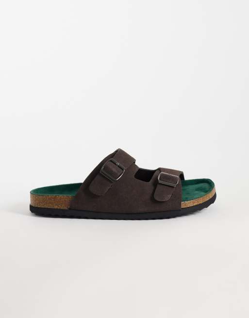 ONLY & SONS - Chokoladebrune mule-sandaler i imiteret ruskind, 2 af 4