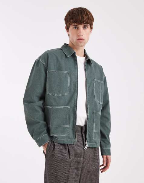 ONLY & SONS - Chore - Giacca color grigio-verde con cuciture a contrasto - view 1