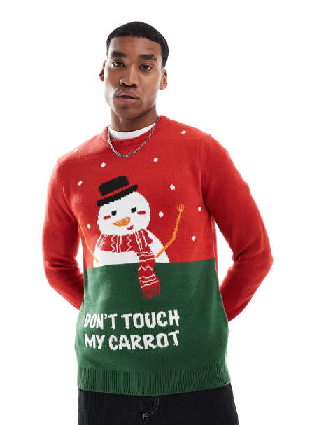 ONLY & SONS Christmas jumper in red - view 1