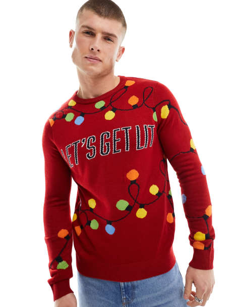 Only & Sons Christmas sweater in red - view 1
