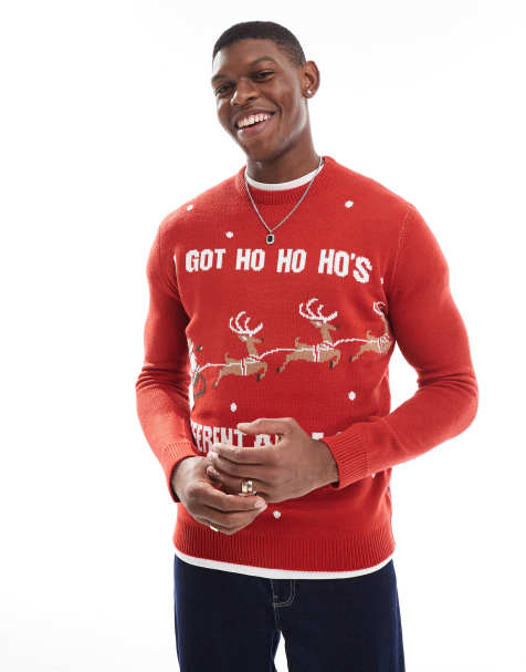 Only & Sons Christmas sweater in red - view 1