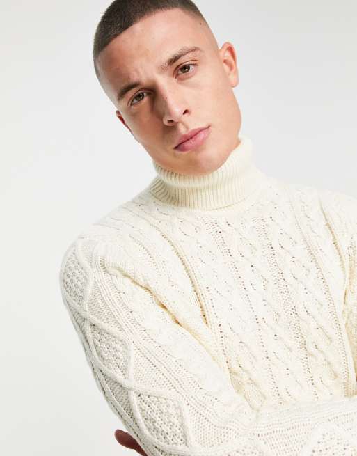 White knit roll neck jumper sale