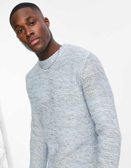 ASOS DESIGN oversized waffle knit sweater in pale blue